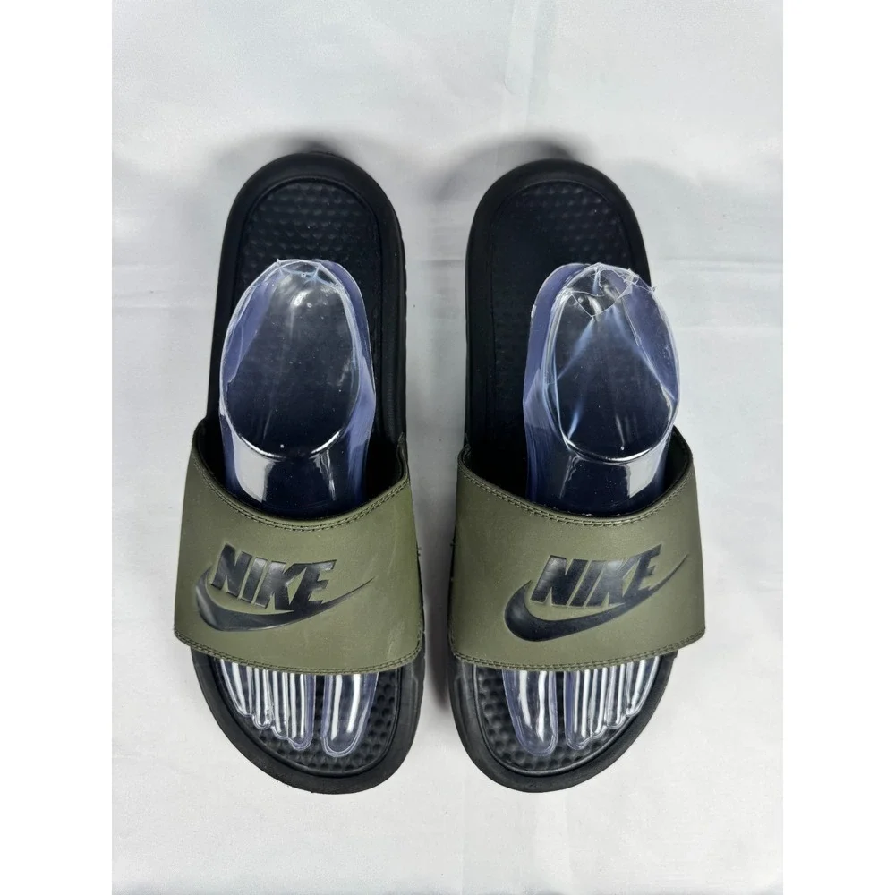 Nike Benassi JDI 343880-302 Mens 11 Slide Green Black Cargo Khaki Slip On Sandal
